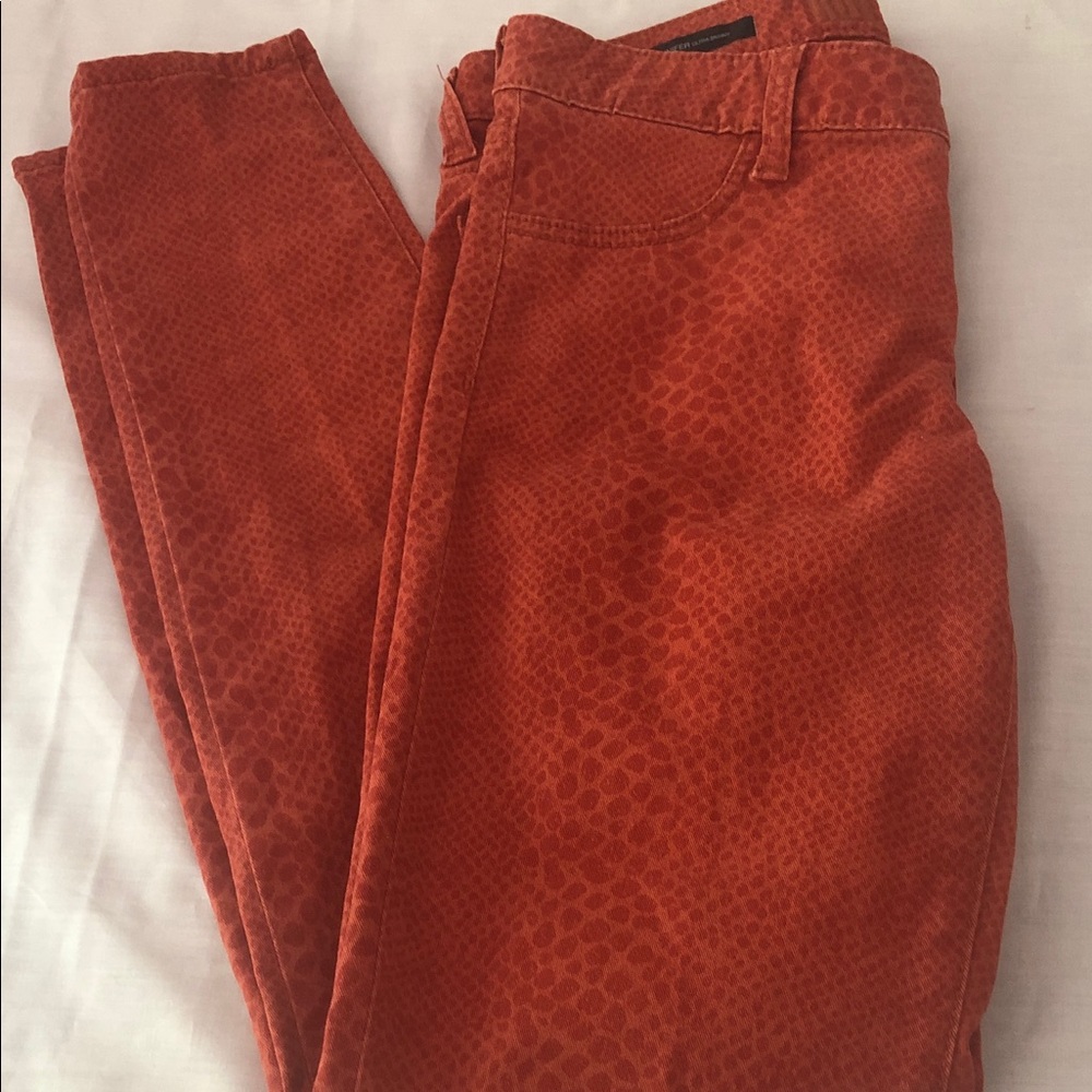 Kut from the Kloth Rust Orange Snake-Print Skinny Jeans